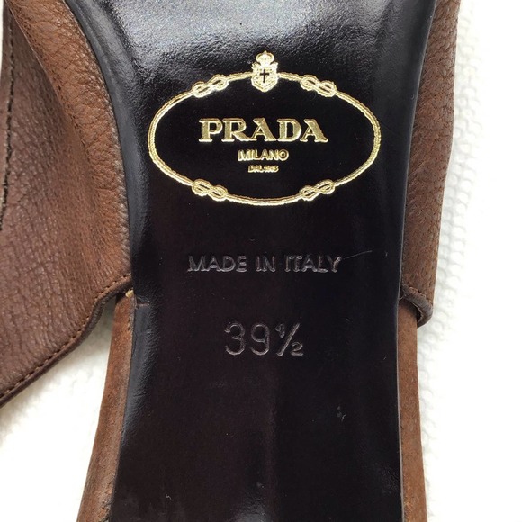 PRADA brown leather low heel strap pumps women’s size 39.5 - Picture 15 of 16